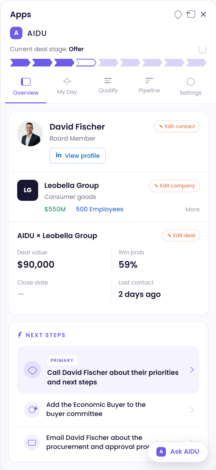 Aidu board member overview and next steps